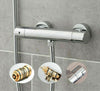 Thermostatic Shower Bar Mixer Valve Tap Chrome Bathroom Twin Bottom 1/2" Outlet