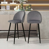 2 Pcs Grey Velvet Bar Stools Breakfast Barstool Kitchen Pub Chair 75cm Seat high