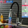 UK LED Kitchen Taps Pull Out Spray Basin Mixer Sink Tap Chrome Black Modern