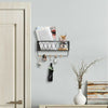Wall Mounted Shelf Hooks Basket Wire Rack Storage Unit With Key Hanging Hangers