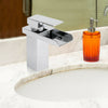 Chrome Bathroom Basin Faucet Waterfall Sink Deck Mounted Bath Taps Single Hole