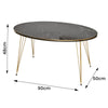 Oval Coffee Table & Set of 3 Round Nested End tables - Gold & Black Marble