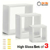 Set of 3 Floating Shelves Wood High Gloss Cube Wall Shelf Storage Display Unit