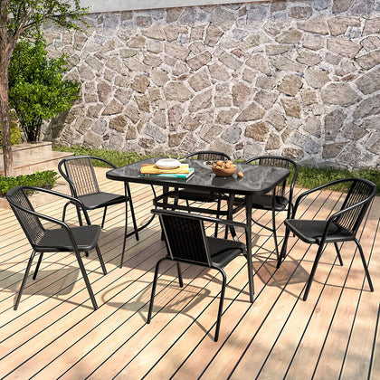 Garden Bistro Table Outdoor Furniture Tempered Glass Dining Coffee Table Chair