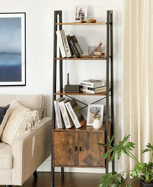 Industrial Ladder Shelf Vintage Retro Furniture Rustic Metal Bookcase Cabinet