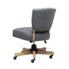 Home Office Swivel Computer Desk Chair Linen Fabric Padded Seat With Wooden Base