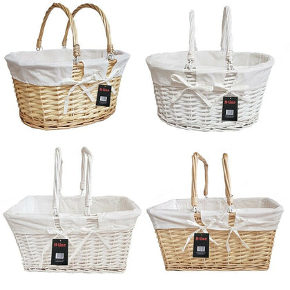 TRADITIONAL SHOPPING BASKETS HAMPER FOLDING HANDLES PICNIC STORAGE WICKER BOX