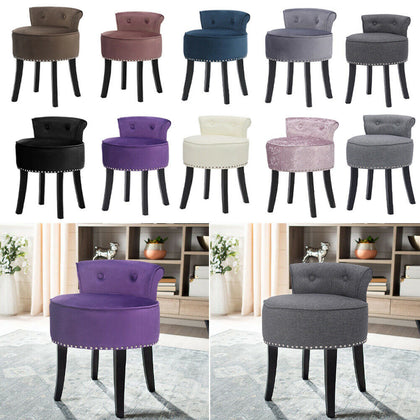 Dressing Table Chair Small Guest Reception Stool Stud Button Padded Seat Bedroom