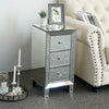 Mirrored Glass Bedside Table cabinet 3 Drawers and Crystal Handles Bedroom Furni