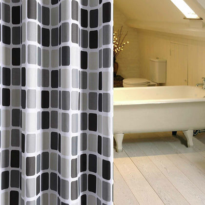 200*220cm Extra Long 2Waterline Fabric Shower Curtain Mosaic Wide Drop Bathroom