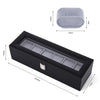 Mondeer Watch Box 6 Slots Watch Display Organizer w/ Glass Lid Black PU Leather