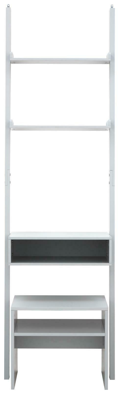 Grey Ladder Modern Style 3 Tier Computer Study Desk with Bookcase Shelves