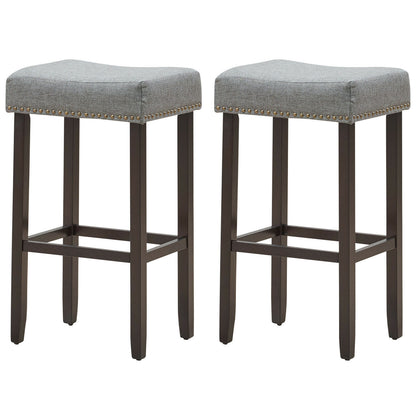 Set of 2 Saddle Bar Stools Upholstered Counter Stool Home Kitchen Dinning Chairs