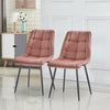 Set of 2 Velvet Dining Chairs Soft Padded Seat Metal Legs Modern Office Kitchen
