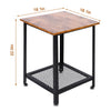 Industrial Side Table Sofa End Storage Shelf Metal Frame Coffee Table Nightstand