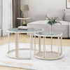 Round Nesting Coffee Tables Set of 2 Glass Top Side End Tables with Metal Frame