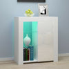 Modern Sideboard Cabinet Cupboard High Gloss 1 2 Doors Storage with LED Light