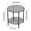 Double Tier Grey Tempered Glass Coffee Table End Side Display Table Night Stand