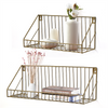 2X Wall Mounted Floating Shelves Metal Bathroom Shelf Kitchen Storage Rack Gold