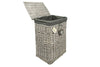 Large Rectangular Laundry Bin Linen Willow Wicker Basket with Lining, Grey