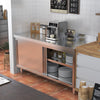 Commercial Kitchen Steel Work Table Storage Cabinet Food Prep W/Sliding Doors