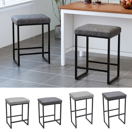 Breakfast Bar Stool Industrial Kitchen Counter Barstool PU Leather Padded Seat