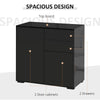 Side Cabinet with 2 Door Cabinet and 2 Drawer for Home Office Black