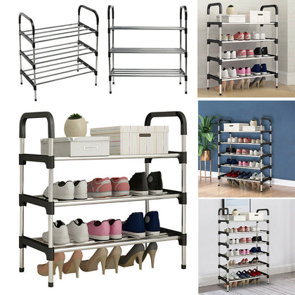 3/4/5/6 Tier Extra Large Shoe Rack Space Saving Storage Organiser Shelf Entryway