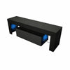 TV Unit Cabinet Stand Black High Gloss with LED Lights Drawers 130cm Modern