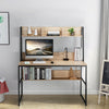 Industrial Writing Desk Office Workstation Rustic Computer Table Bookshelf Metal