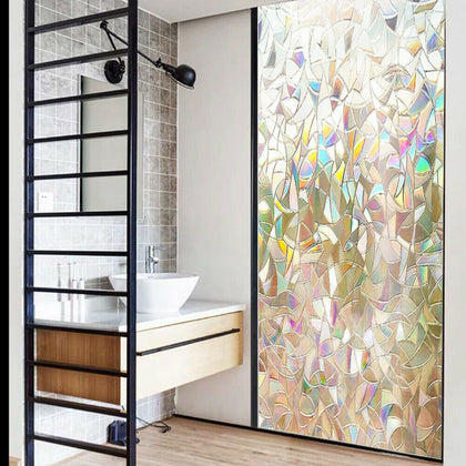 Rainbow Non-Adhesive Colourful Privacy Window Film Frosted Pattern Glass Film