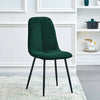 Set of 2 Dining Chair Living Room Velvet Chair with Metal Leg＆Soft Cushion Green