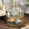 Modern Double Glass Gold Round Glass Coffee Table Side End Living Room
