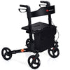 Folding Rollator Walker Aluminium Walking Mobility Aid Lightweight With 4 Wheels