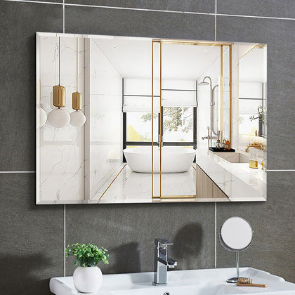 Bevelled Frameless Glass Bathroom Mirror Vanity Shower Mirror Wall Adhesive on