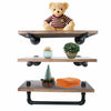 Set of 3 Floating Shelves Wall Mounted Wooden & Metal Storage Rack Display Decor