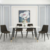 2 × Grey / Brown Dining Chairs Faux Suede Fabric with Metal Legs Home Kitchen