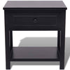 Black Bedside Table Bedroom Furniture Drawer Shelf Cabinet Night Stand Wood