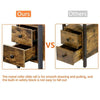 2 Drawers Side Table Bedside End Table Vintage Nightstand with Metal Leg Brown