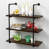2Pcs 3 Tiers Industrial Floating Iron Pipe Shelf Retro DIY Wall Mounted Bracket
