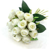 18 Heads Silk Rose Artificial Fake Flowers Bouquet Wedding Home Party Decor UK