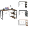 Corner Computer Desk L-shaped Work Study Table w/ Shelves Office Home MDF Metal