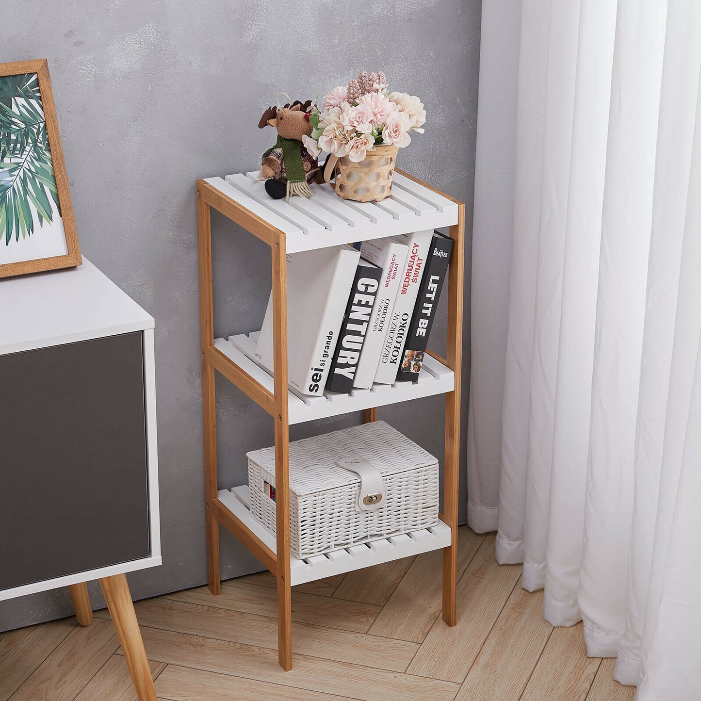 3 Tier Wooden Storage Shelves Hallway Corner Display Plant Stand Organiser Shelf