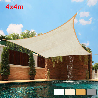 4x4M Outdoor Sun Shade Sail HDPE Patio Sunscreen Awning Canopy 80-85% UV Block