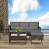 3 Seater Rattan Garden Corner Sofa Set Patio Dining Furniture Set W/ Sofa Chair