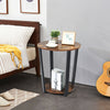 2-Tier Industrial Round End Table Coffee Snack Table Laptop Stand Nightstand