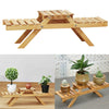 2Pack Bamboo Plant Pot Stand Holder Flower Display Shelf Garden Patio In/Outdoor