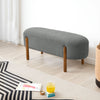 Curly Velvet Faux Fur Bench Padded Footstool Entryway Seat with Wooden Legs