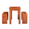 Wood Dining Table and 2 Bench Set Breakfast Nook Kitchen Furniture Cherry Wood