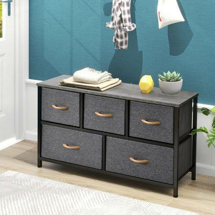 Chest of Drawers Unit Storage Cabinet 5 Drawers Storage Cabinet with Metal Frame